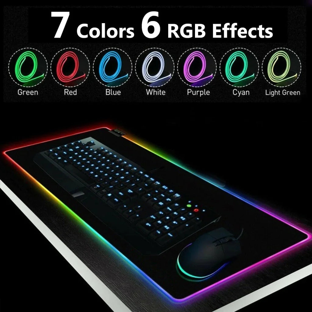 Mouse Pad Gamer Iluminado Led 80x30cm Preto